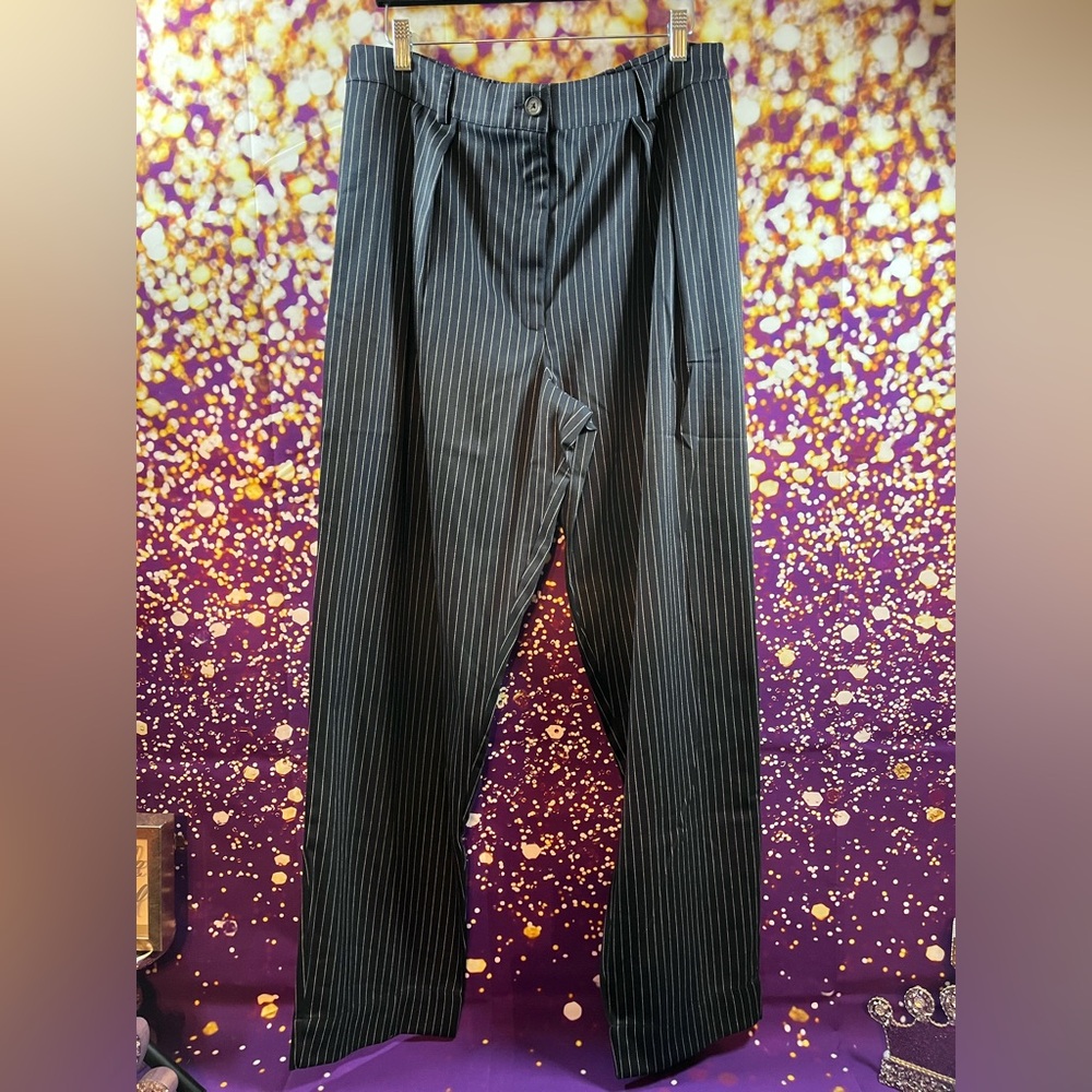 Women's Elegant Navy Pinstripe Trousers